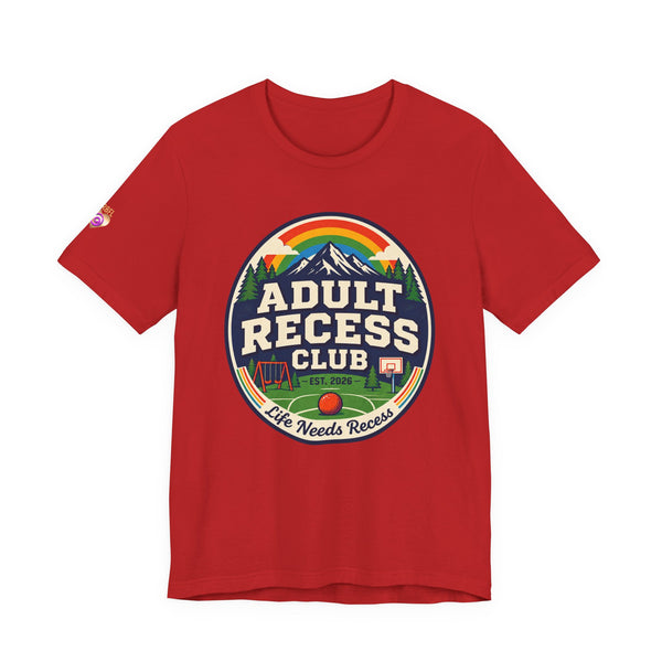 Adult Recess Club T-Shirt — Retro Outdoors Camping Tee (Life Needs Recess)