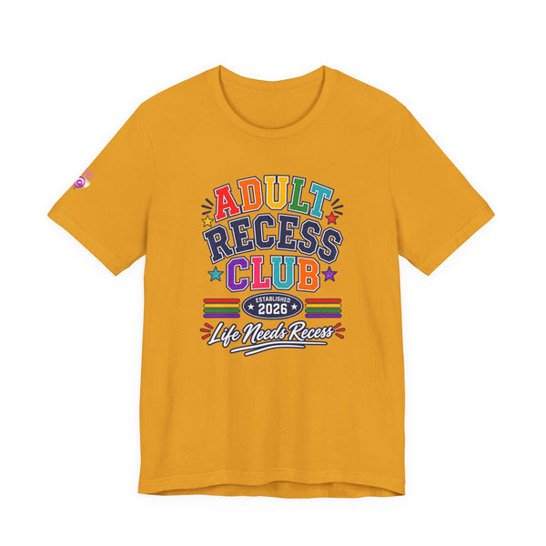 Adult Recess Club T-Shirt – Life Needs Recess Retro Rainbow Graphic Tee