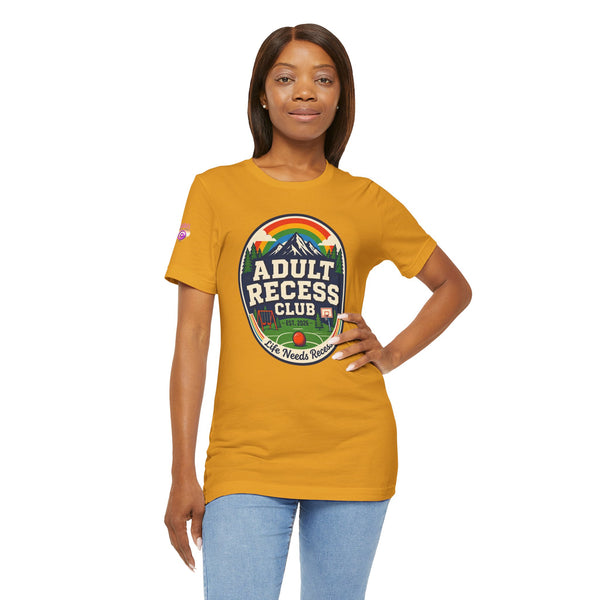 Adult Recess Club T-Shirt — Retro Outdoors Camping Tee (Life Needs Recess)