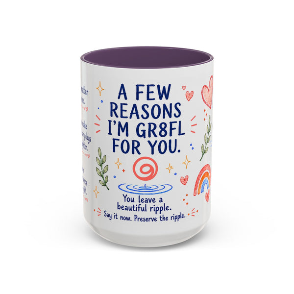 “A Few Reasons I'm GR8FL for You” 15 oz Gifted Mug — Whimsical Watercolor + GR8FL GIFTS™ Package