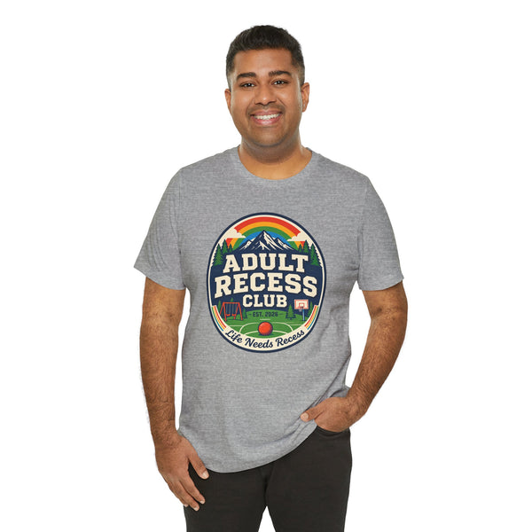 Adult Recess Club T-Shirt — Retro Outdoors Camping Tee (Life Needs Recess)