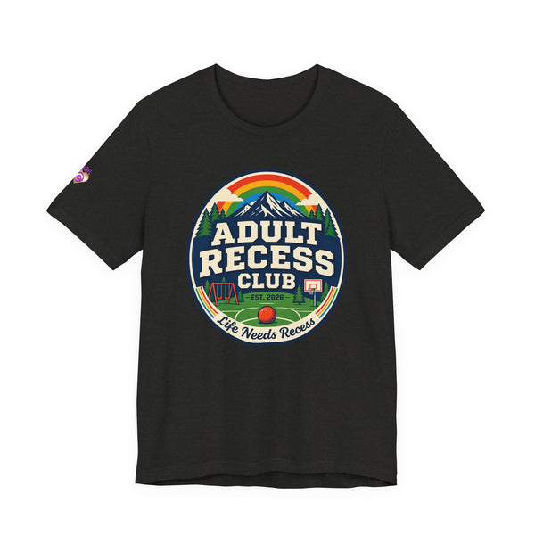 Adult Recess Club T-Shirt — Retro Outdoors Camping Tee (Life Needs Recess)