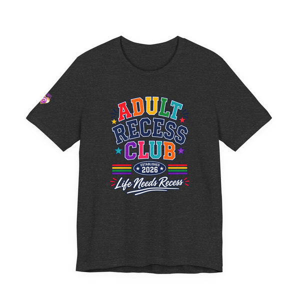 Adult Recess Club T-Shirt – Life Needs Recess Retro Rainbow Graphic Tee