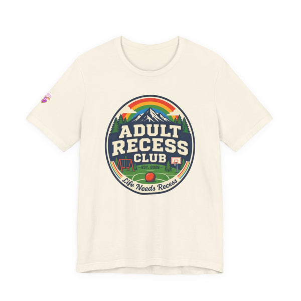 Adult Recess Club T-Shirt — Retro Outdoors Camping Tee (Life Needs Recess)