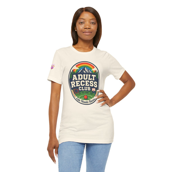 Adult Recess Club T-Shirt — Retro Outdoors Camping Tee (Life Needs Recess)