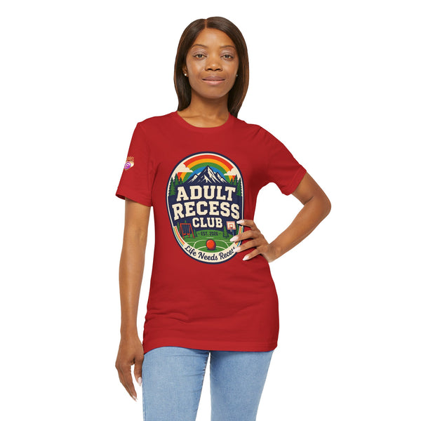 Adult Recess Club T-Shirt — Retro Outdoors Camping Tee (Life Needs Recess)