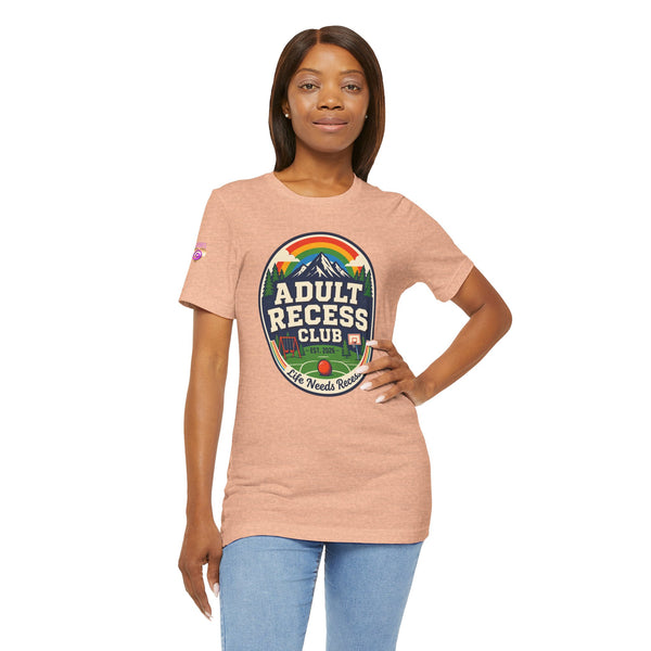 Adult Recess Club T-Shirt — Retro Outdoors Camping Tee (Life Needs Recess)