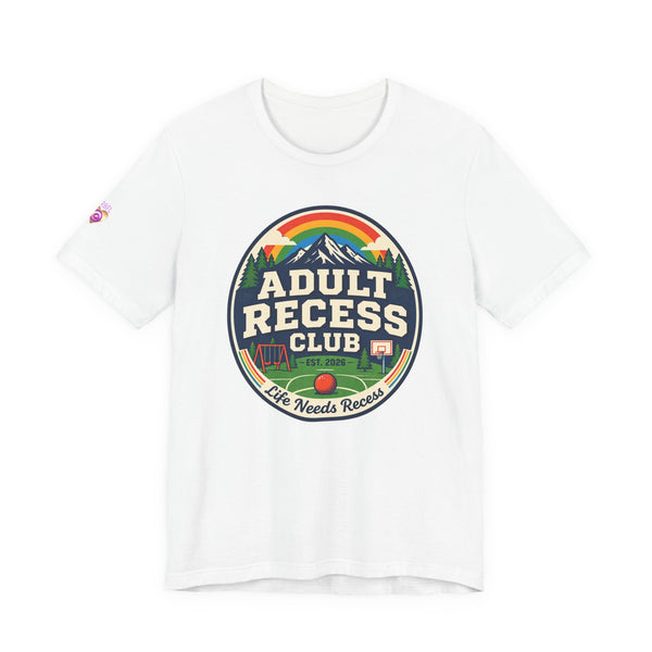 Adult Recess Club T-Shirt — Retro Outdoors Camping Tee (Life Needs Recess)