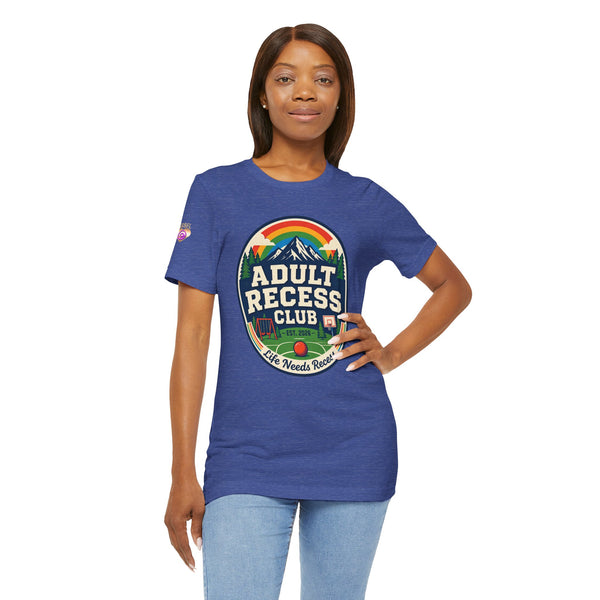 Adult Recess Club T-Shirt — Retro Outdoors Camping Tee (Life Needs Recess)