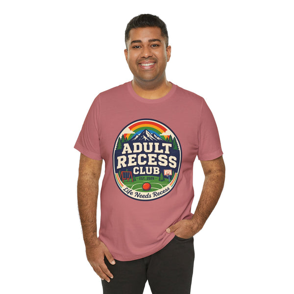 Adult Recess Club T-Shirt — Retro Outdoors Camping Tee (Life Needs Recess)