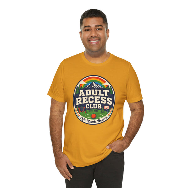 Adult Recess Club T-Shirt — Retro Outdoors Camping Tee (Life Needs Recess)