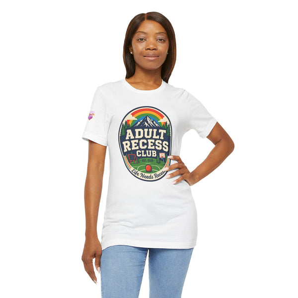 Adult Recess Club T-Shirt — Retro Outdoors Camping Tee (Life Needs Recess)