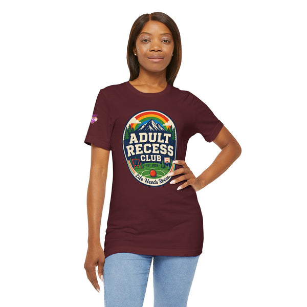 Adult Recess Club T-Shirt — Retro Outdoors Camping Tee (Life Needs Recess)