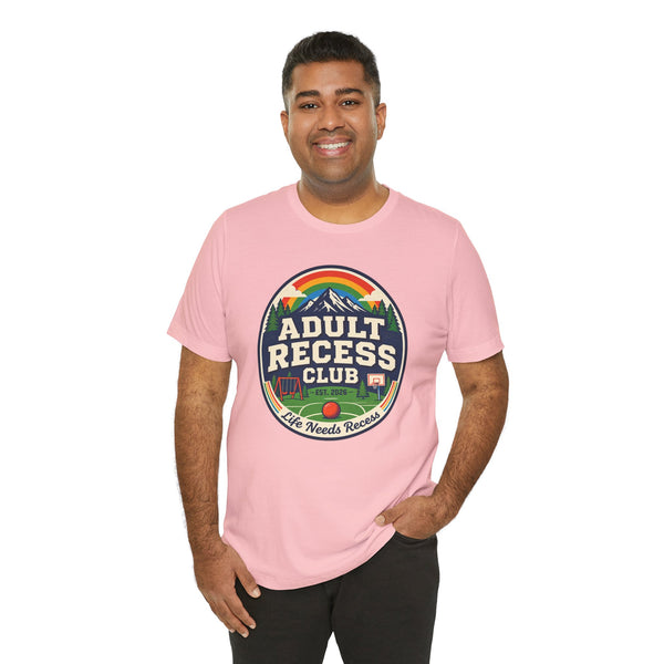 Adult Recess Club T-Shirt — Retro Outdoors Camping Tee (Life Needs Recess)
