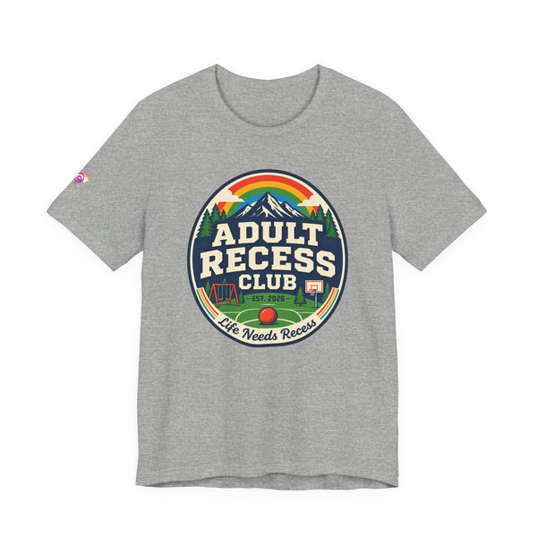 Adult Recess Club T-Shirt — Retro Outdoors Camping Tee (Life Needs Recess)