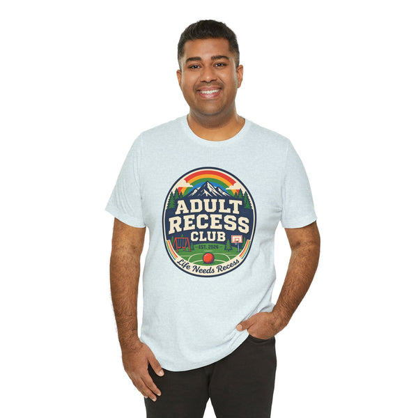 Adult Recess Club T-Shirt — Retro Outdoors Camping Tee (Life Needs Recess)