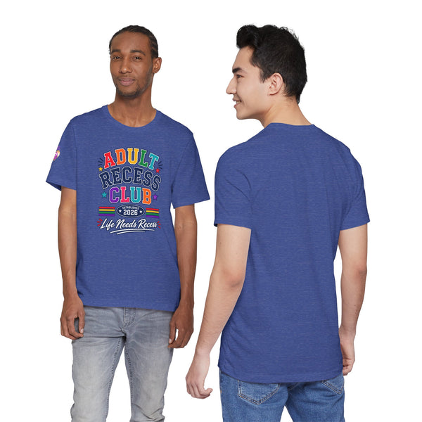 Adult Recess Club T-Shirt – Life Needs Recess Retro Rainbow Graphic Tee