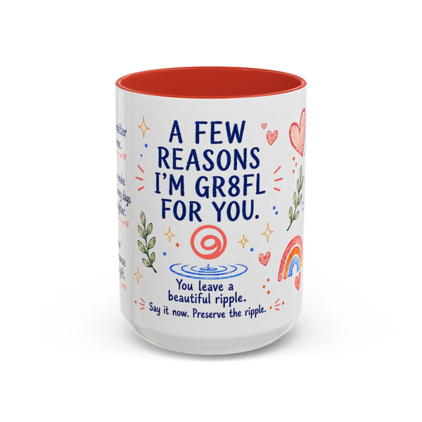 “A Few Reasons I'm GR8FL for You” 15 oz Gifted Mug — Whimsical Watercolor + GR8FL GIFTS™ Package