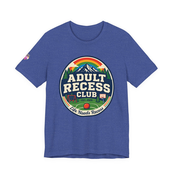 Adult Recess Club T-Shirt — Retro Outdoors Camping Tee (Life Needs Recess)