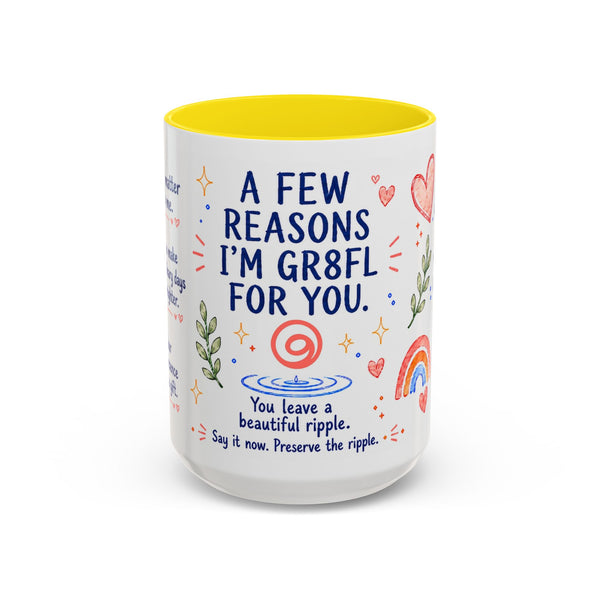 “A Few Reasons I'm GR8FL for You” 15 oz Gifted Mug — Whimsical Watercolor + GR8FL GIFTS™ Package