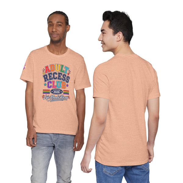 Adult Recess Club T-Shirt – Life Needs Recess Retro Rainbow Graphic Tee