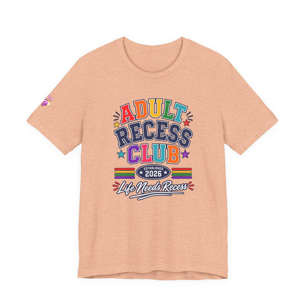 Adult Recess Club T-Shirt – Life Needs Recess Retro Rainbow Graphic Tee