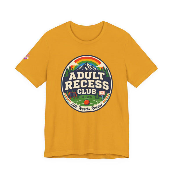 Adult Recess Club T-Shirt — Retro Outdoors Camping Tee (Life Needs Recess)