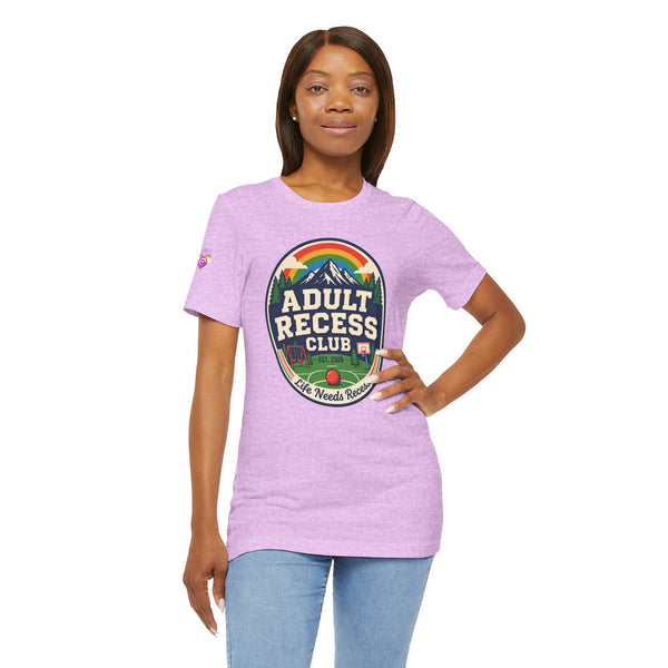 Adult Recess Club T-Shirt — Retro Outdoors Camping Tee (Life Needs Recess)