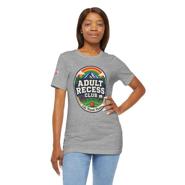 Adult Recess Club T-Shirt — Retro Outdoors Camping Tee (Life Needs Recess)