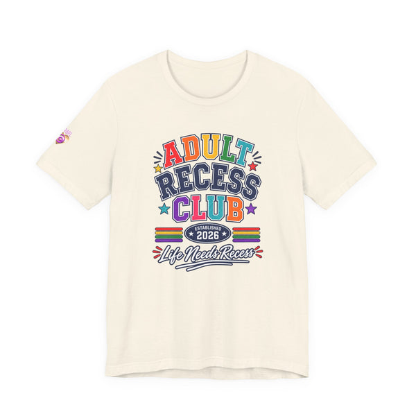 Adult Recess Club T-Shirt – Life Needs Recess Retro Rainbow Graphic Tee
