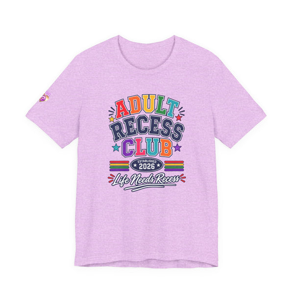 Adult Recess Club T-Shirt – Life Needs Recess Retro Rainbow Graphic Tee
