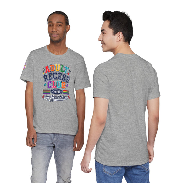 Adult Recess Club T-Shirt – Life Needs Recess Retro Rainbow Graphic Tee
