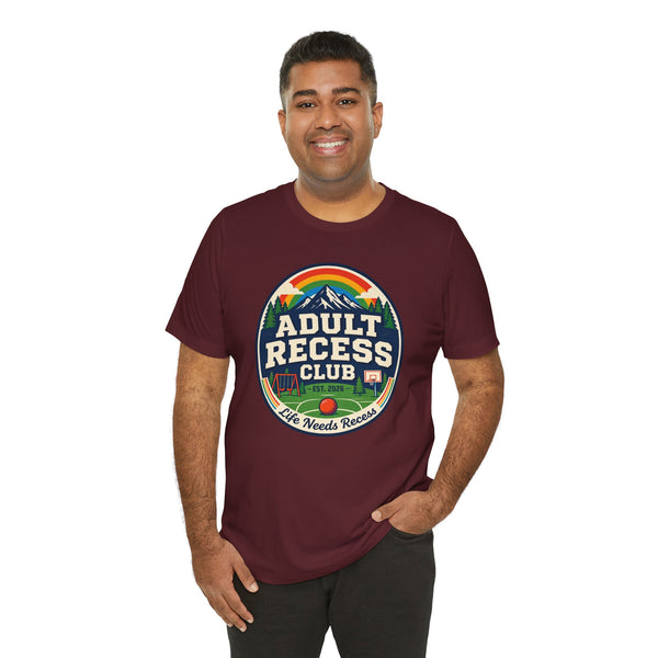 Adult Recess Club T-Shirt — Retro Outdoors Camping Tee (Life Needs Recess)