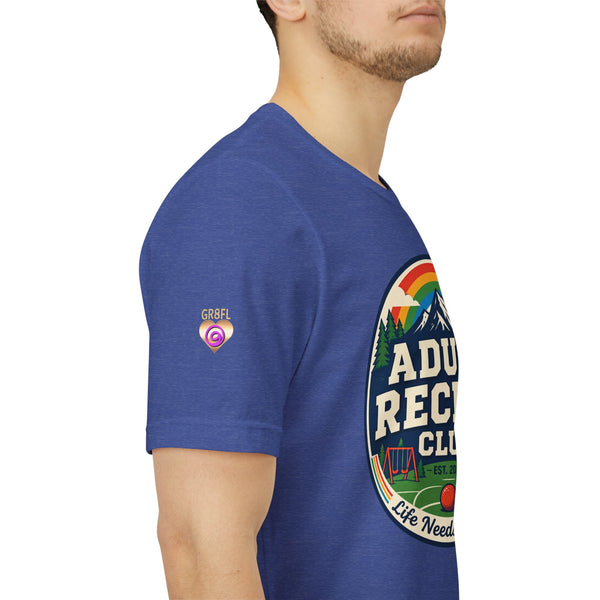 Adult Recess Club T-Shirt — Retro Outdoors Camping Tee (Life Needs Recess)