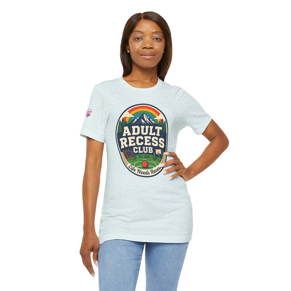 Adult Recess Club T-Shirt — Retro Outdoors Camping Tee (Life Needs Recess)