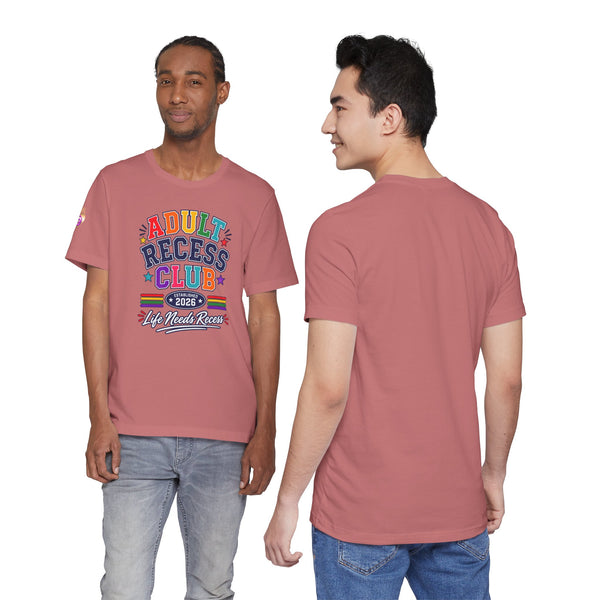 Adult Recess Club T-Shirt – Life Needs Recess Retro Rainbow Graphic Tee