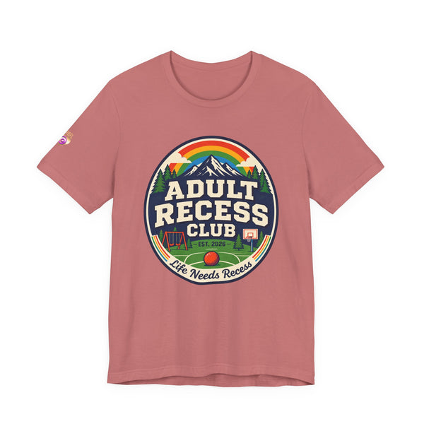 Adult Recess Club T-Shirt — Retro Outdoors Camping Tee (Life Needs Recess)