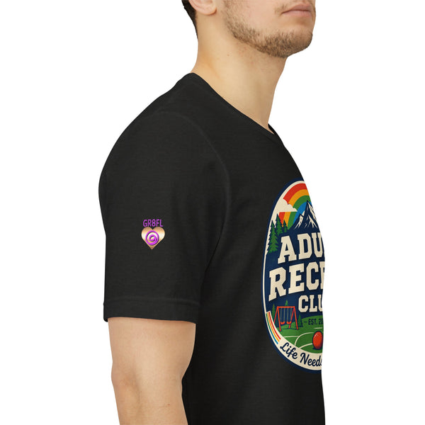 Adult Recess Club T-Shirt — Retro Outdoors Camping Tee (Life Needs Recess)