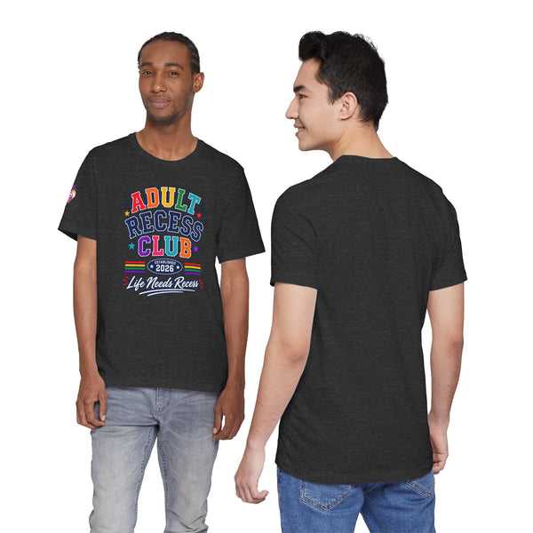 Adult Recess Club T-Shirt – Life Needs Recess Retro Rainbow Graphic Tee