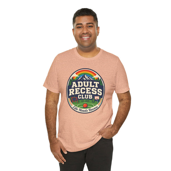 Adult Recess Club T-Shirt — Retro Outdoors Camping Tee (Life Needs Recess)