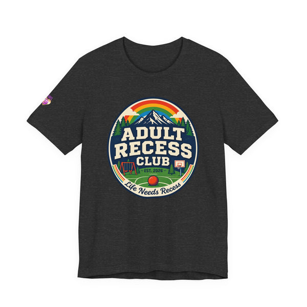 Adult Recess Club T-Shirt — Retro Outdoors Camping Tee (Life Needs Recess)