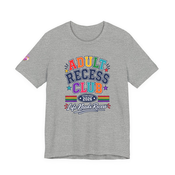Adult Recess Club T-Shirt – Life Needs Recess Retro Rainbow Graphic Tee