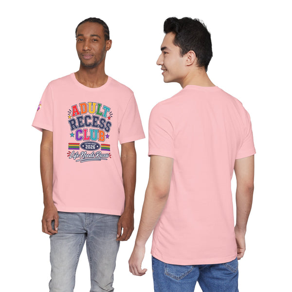 Adult Recess Club T-Shirt – Life Needs Recess Retro Rainbow Graphic Tee