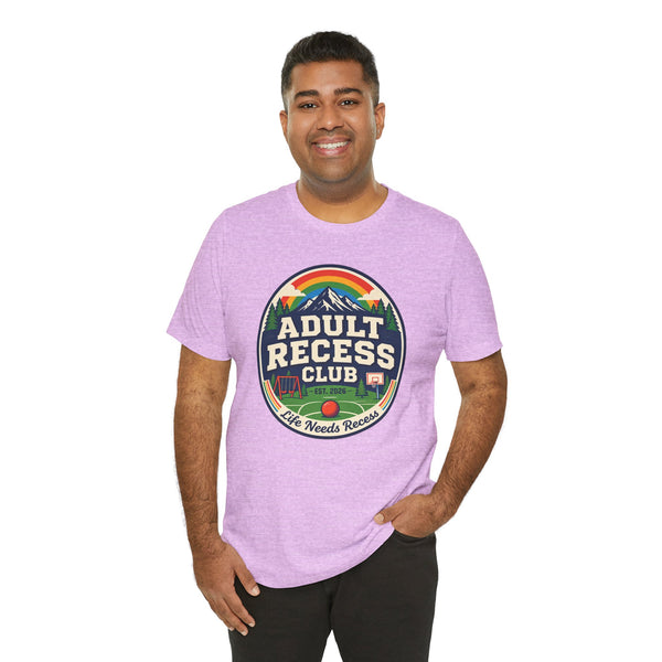 Adult Recess Club T-Shirt — Retro Outdoors Camping Tee (Life Needs Recess)