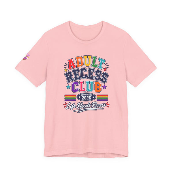 Adult Recess Club T-Shirt – Life Needs Recess Retro Rainbow Graphic Tee