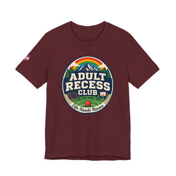 Adult Recess Club T-Shirt — Retro Outdoors Camping Tee (Life Needs Recess)
