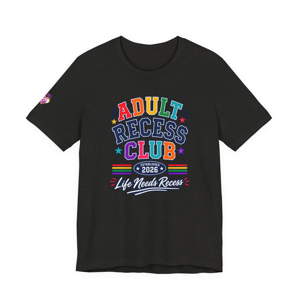 Adult Recess Club T-Shirt – Life Needs Recess Retro Rainbow Graphic Tee