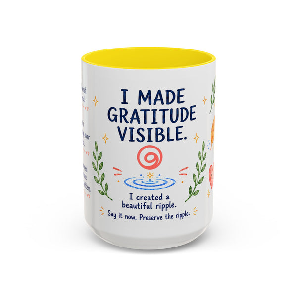 “I Made Gratitude Visible” 15 oz Giver Mug — Whimsical Watercolor + GR8FL GIFTS Experience Access