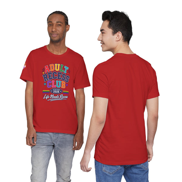 Adult Recess Club T-Shirt – Life Needs Recess Retro Rainbow Graphic Tee
