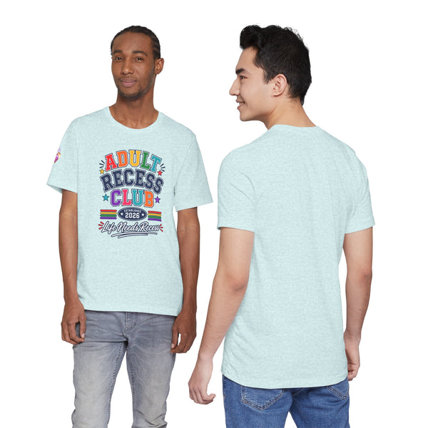 Adult Recess Club T-Shirt – Life Needs Recess Retro Rainbow Graphic Tee